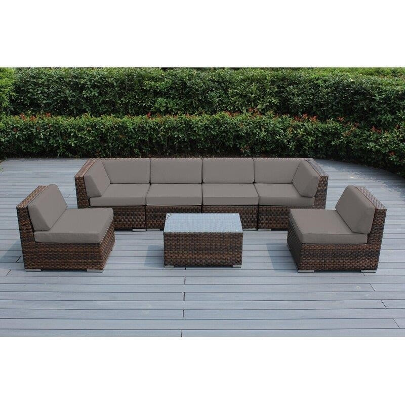 Barneveld Wicker/Rattan 6 - Person Seating Group with Cushions