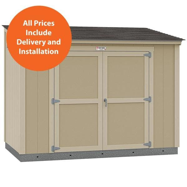 Installed The Tahoe Series Lean-To 6 ft. x 10 ft. x 8 ft. 3 in. Un-Painted Wood Storage Building Shed and Sidewall Door