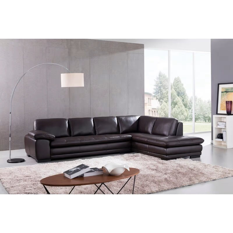 124" Wide Leather Match Sofa & Chaise