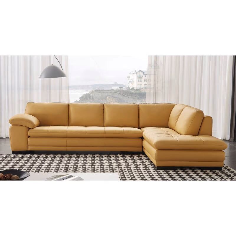 124" Wide Leather Match Sofa & Chaise