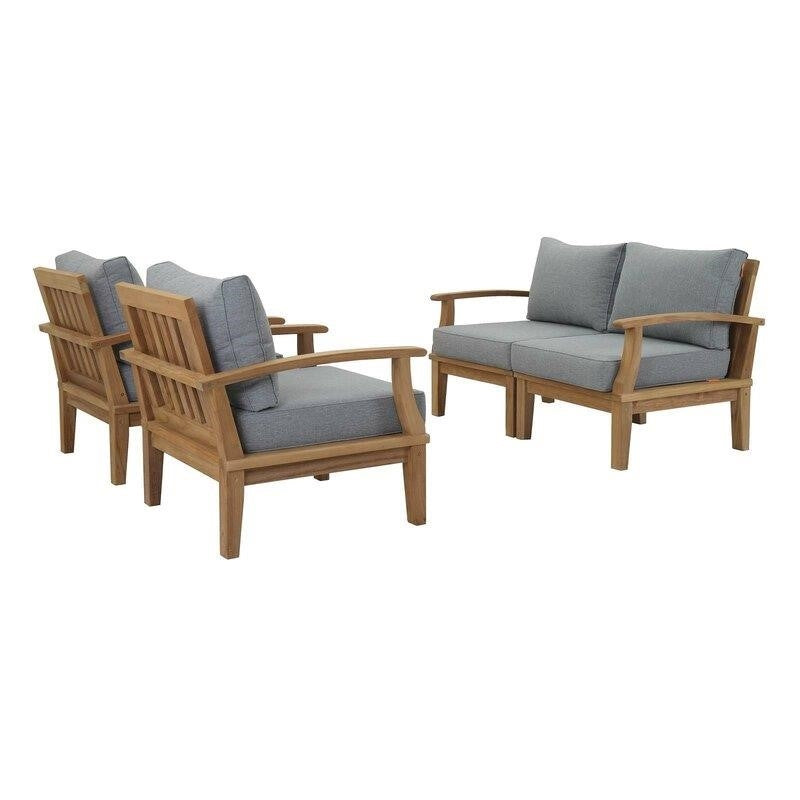 Sidney Solid Wood 4 - Person Seating Group with Cushions
