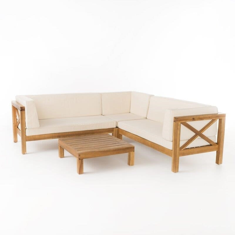Ansel Solid Wood 5 - Person Seating Group with Cushions