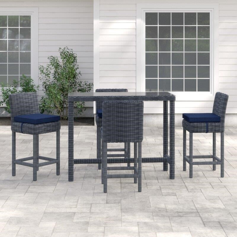 Keiran Rectangular 4 - Person 52'' Long Bar Height Dining Set with Cushions
