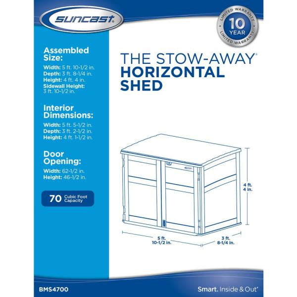 Stow-Away 3 ft. 8 in. x 5 ft. 11 in. Resin Horizontal Storage Shed