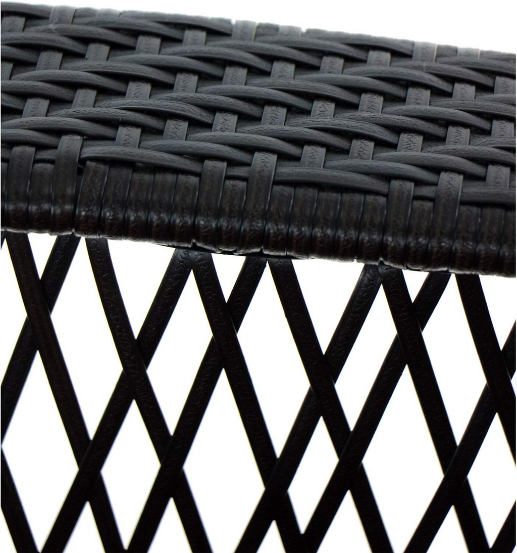 Orleans 5-Piece Steel Patio Fire Pit Conversation Set with Navy Blue Cushions, Swivel Gliders and Square Fire Pit Table