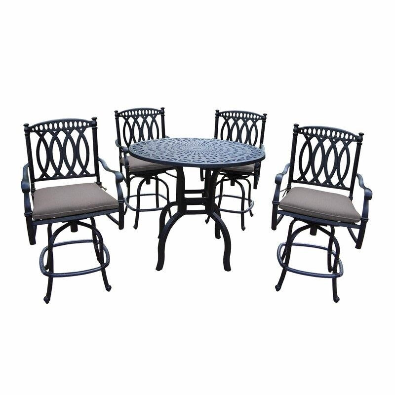 Morocco Round 4 - Person Aluminum Bar Height Dining Set with Cushions