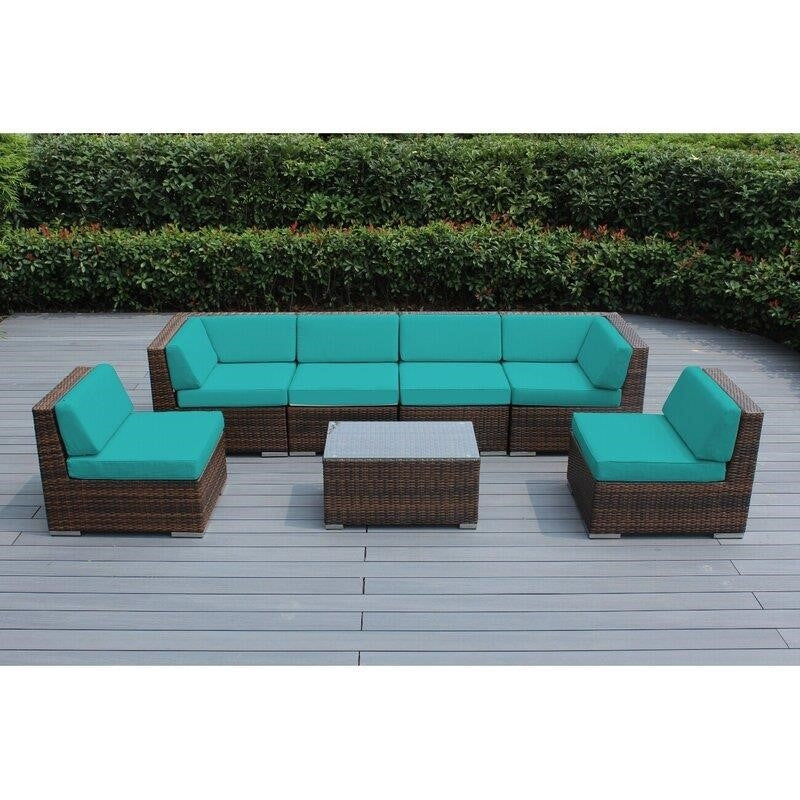 Barneveld Wicker/Rattan 6 - Person Seating Group with Cushions