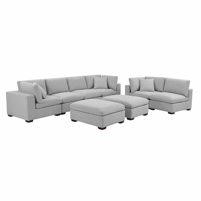 Thomasville Lowell 8-Piece Fabric Modular Sectional（Gray）