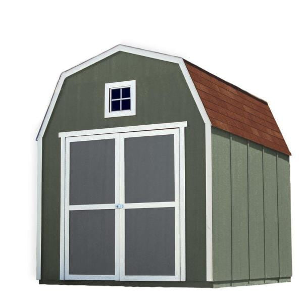 Installed Montana 8 ft. x 10 ft. Wood Storage Shed with Autumn Brown Shingles