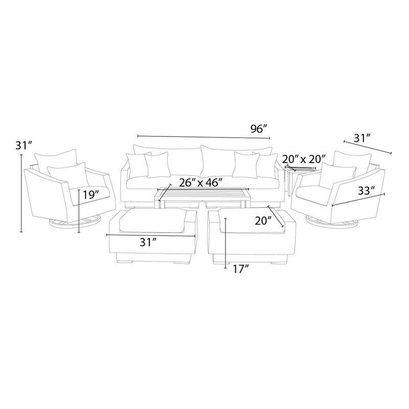 Johana Wicker/Rattan 6 - Person Seating Group with Cushions
