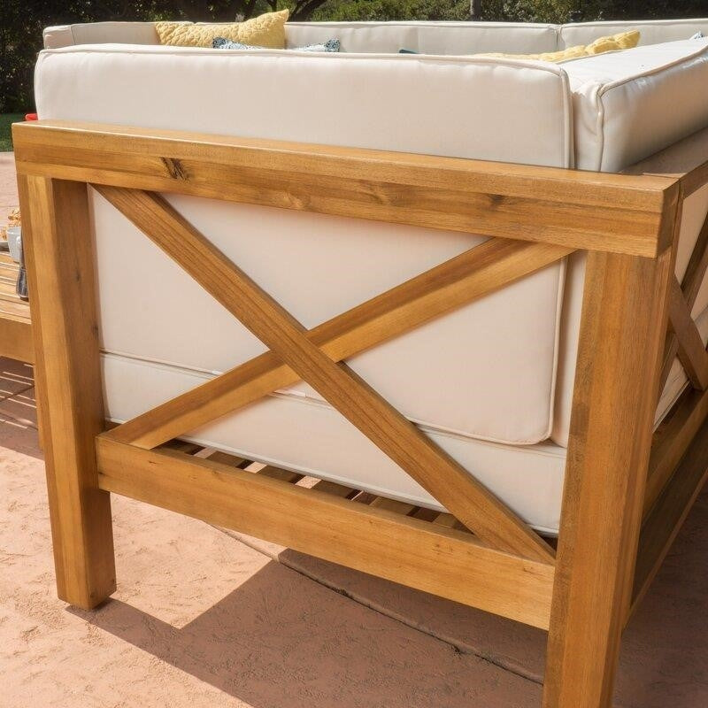 Ansel Solid Wood 5 - Person Seating Group with Cushions