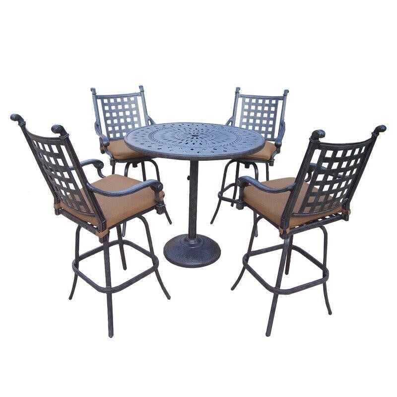 Vandyne Round 4 - Person 36.25'' Long Bar Height Dining Set with Cushions