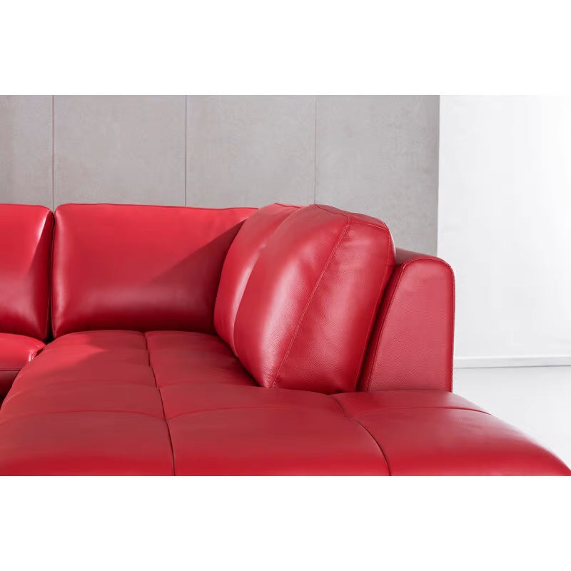 124" Wide Leather Match Sofa & Chaise