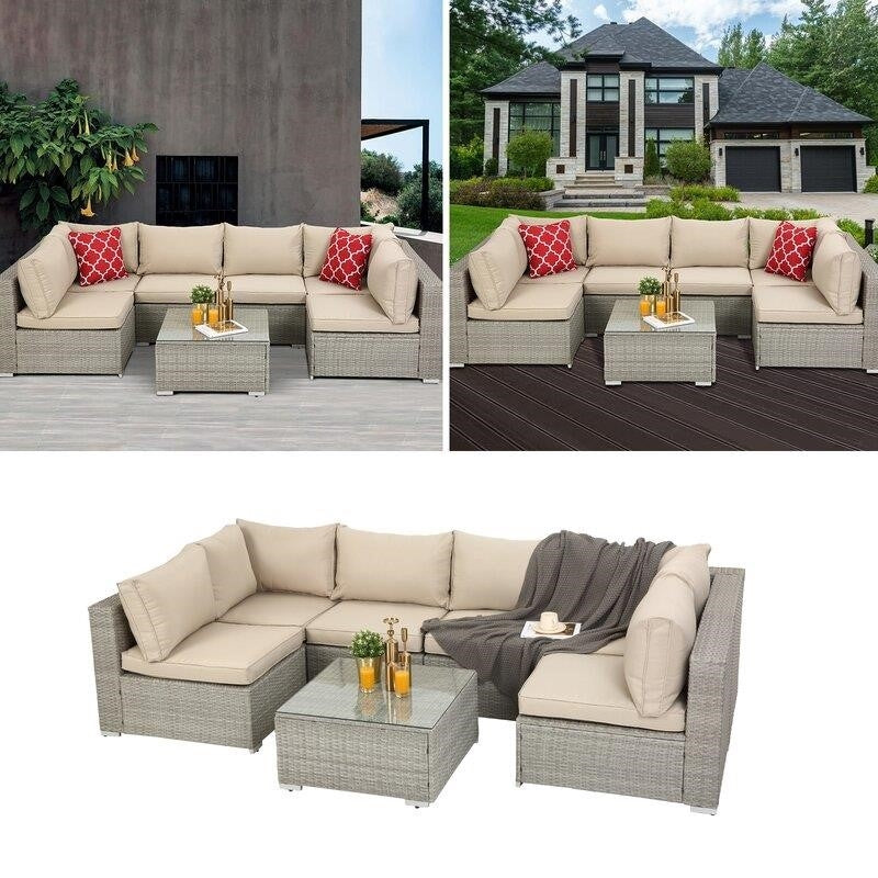 Polla Wicker/Rattan 4 - Person Seating Group with Cushions