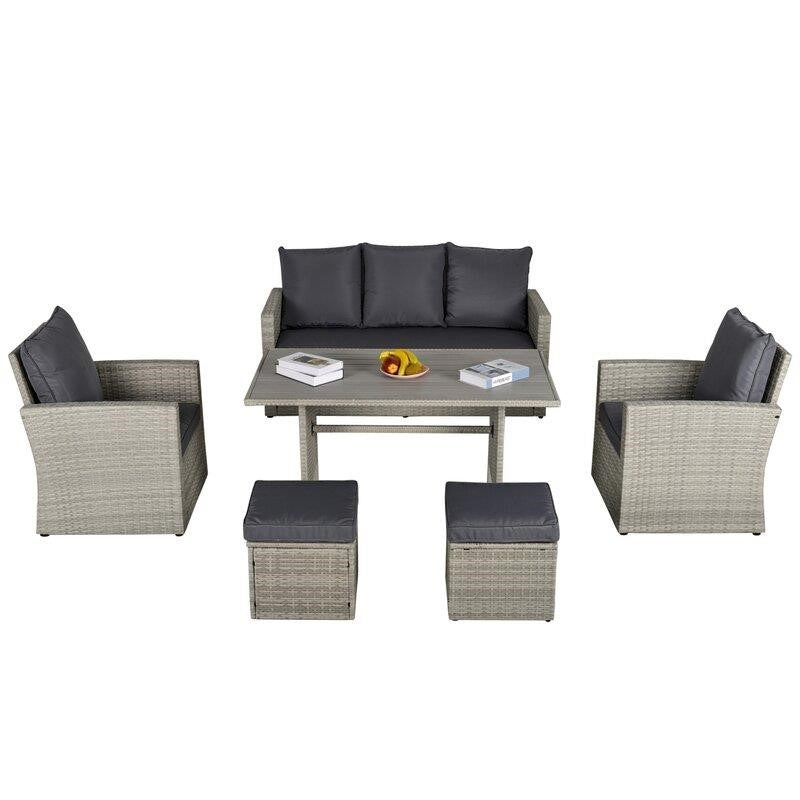 Wicker/Rattan 7 - Person Seating Group with Cushions