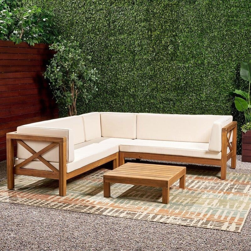 Ansel Solid Wood 5 - Person Seating Group with Cushions