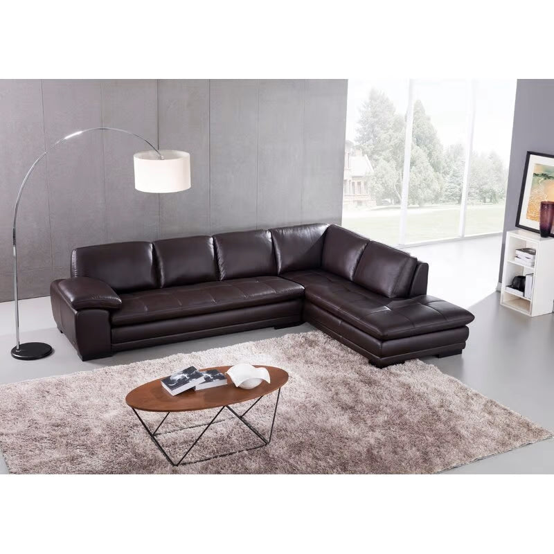 124" Wide Leather Match Sofa & Chaise