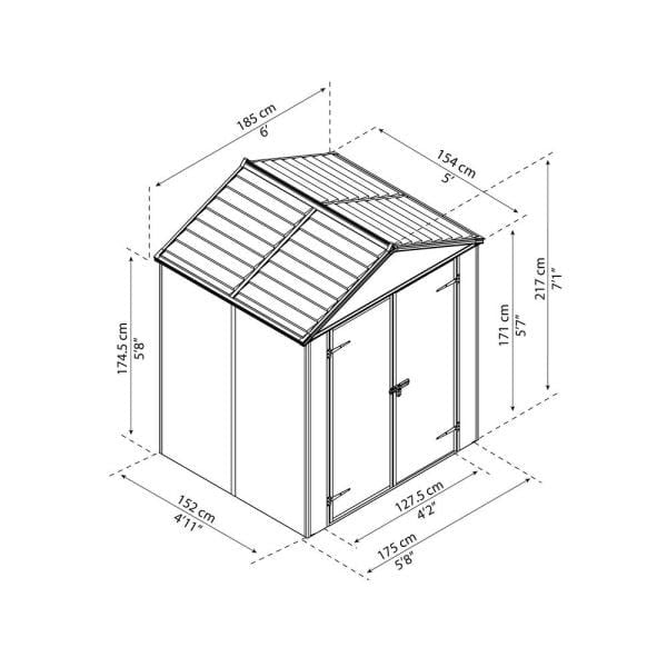 Rubicon 6 ft. x 5 ft. Dark Gray Garden Storage Shed