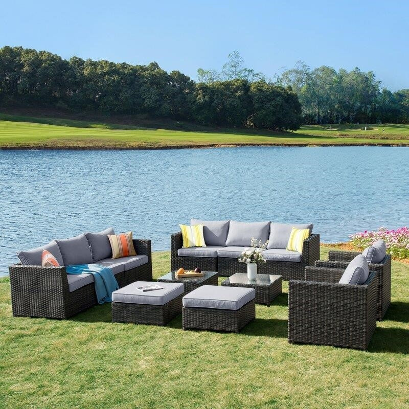 Cassville Wicker/Rattan 8 - Person Seating Group with Cushions