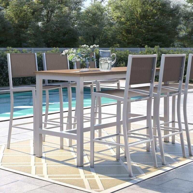 Mckinnon Rectangular 6 - Person 73'' Long Aluminum Bar Height Dining Set