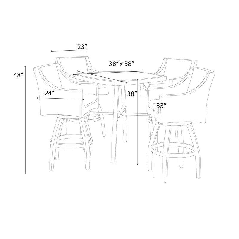 Northridge Square 4 - Person 38'' Long Bar Height Dining Set with Cushions