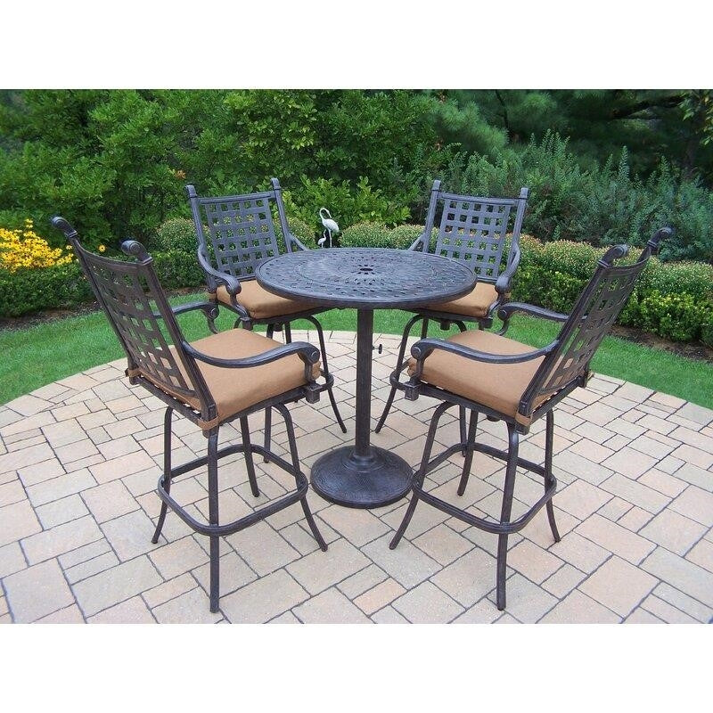 Vandyne Round 4 - Person 36.25'' Long Bar Height Dining Set with Cushions
