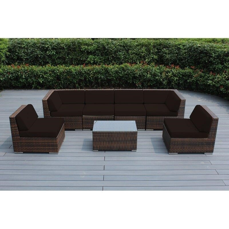 Barneveld Wicker/Rattan 6 - Person Seating Group with Cushions
