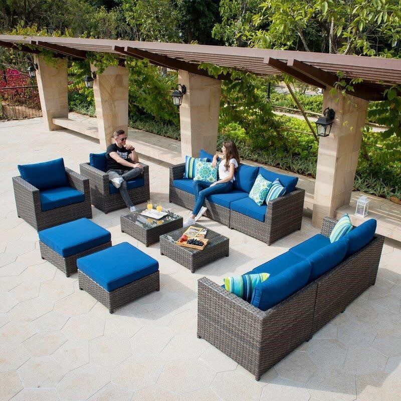 Cassville Wicker/Rattan 8 - Person Seating Group with Cushions
