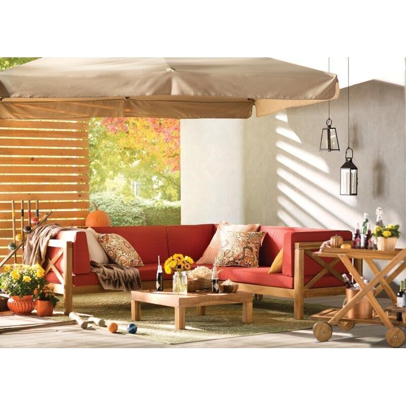 Ansel Solid Wood 5 - Person Seating Group with Cushions