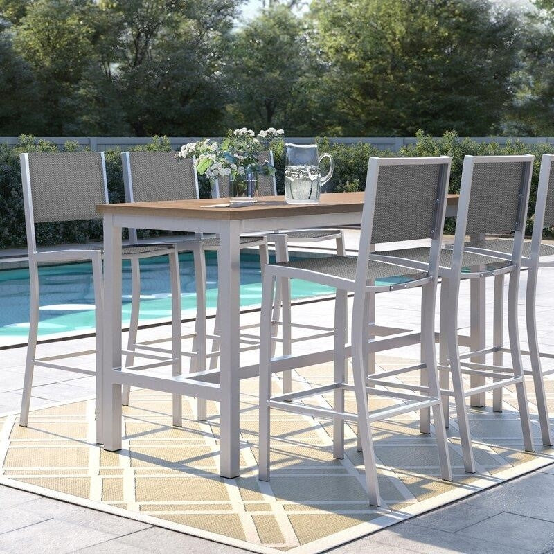 Mckinnon Rectangular 6 - Person 73'' Long Aluminum Bar Height Dining Set