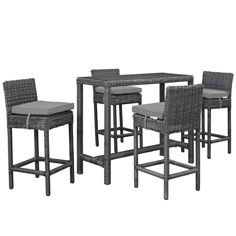 Keiran Rectangular 4 - Person 52.5'' Long Bar Height Dining Set with Cushions
