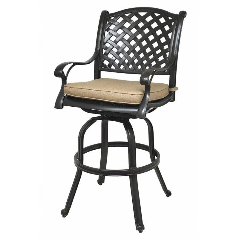 Wachtel Round 4 - Person 48'' Long Aluminum Bar Height Dining Set with Cushions