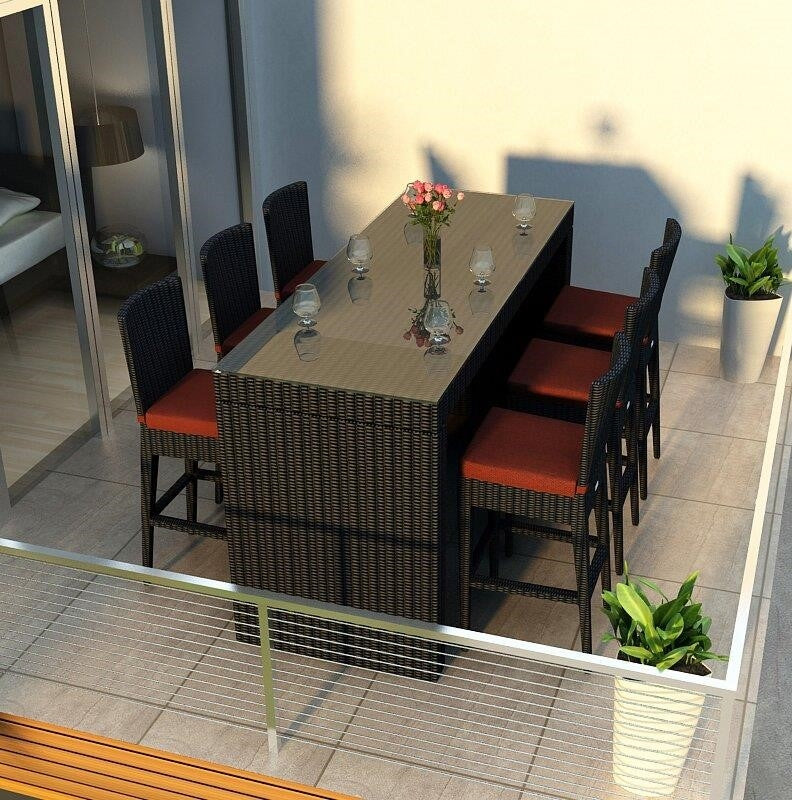 Azariah 78.5'' Long Bar Height Dining Set with Cushions