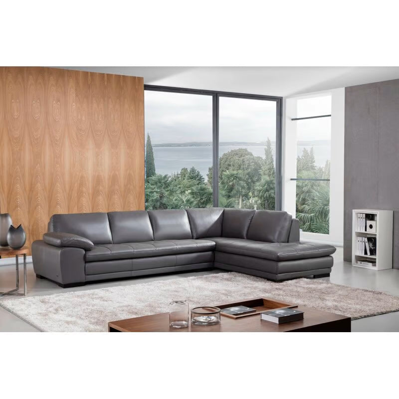 124" Wide Leather Match Sofa & Chaise