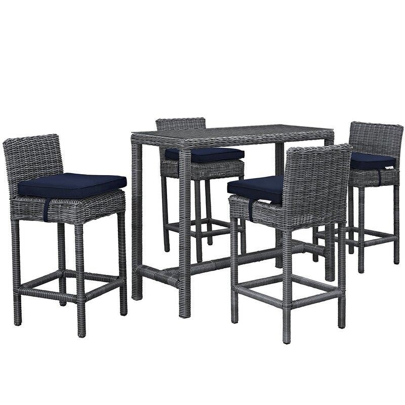 Keiran Rectangular 4 - Person 52'' Long Bar Height Dining Set with Cushions