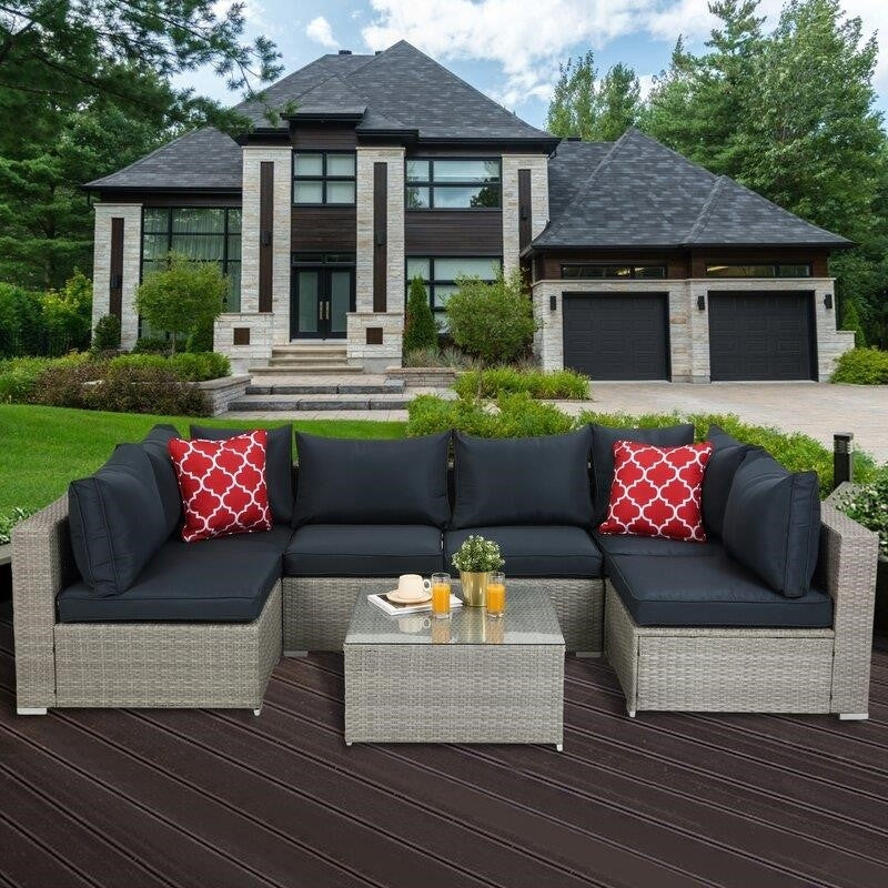 Polla Wicker/Rattan 4 - Person Seating Group with Cushions