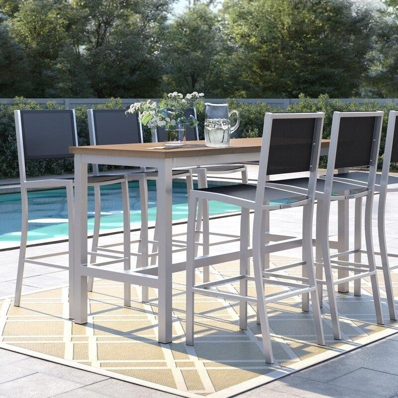 Mckinnon Rectangular 6 - Person 73'' Long Aluminum Bar Height Dining Set