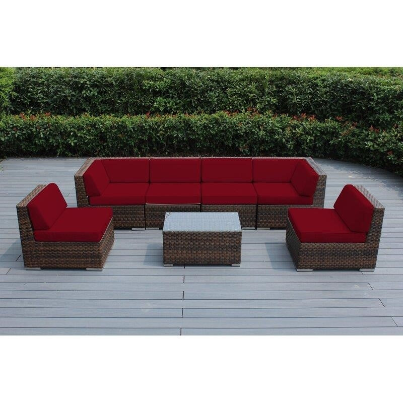 Barneveld Wicker/Rattan 6 - Person Seating Group with Cushions