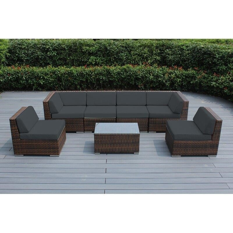 Barneveld Wicker/Rattan 6 - Person Seating Group with Cushions