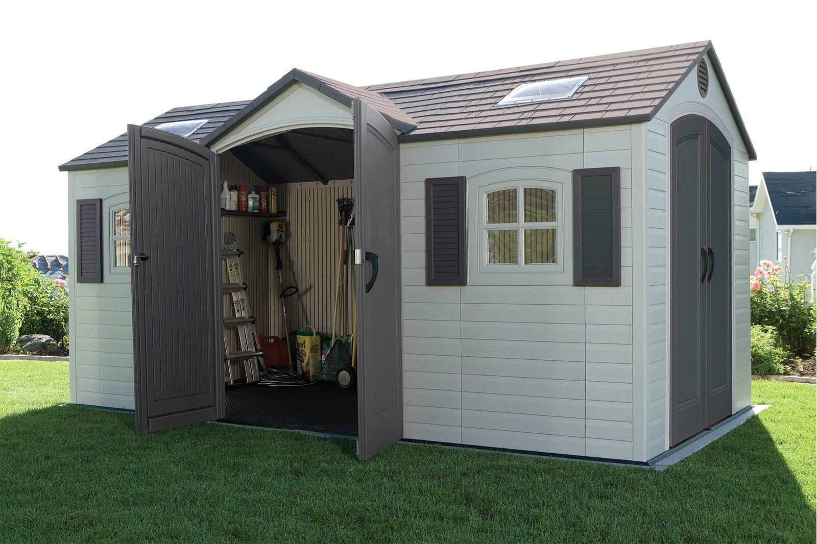 Dual Entry 15 ft. W x 8 ft. D Plastic Storage Shed