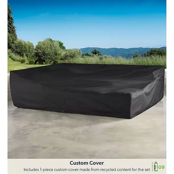 Athena 7-Piece Sectional with Firepit(FREE 120'' Cantilever Umbrella)