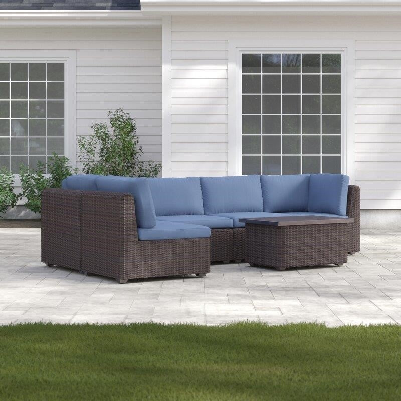 Fernando Wicker/Rattan 5 - Person Seating Group with Cushions