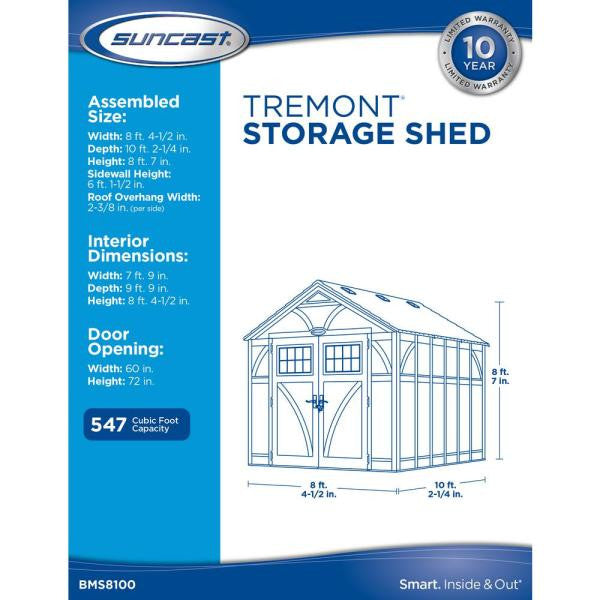 Tremont 8 ft. 4-1/2 in. x 10 ft. 2-1/4 in. Resin Storage Shed