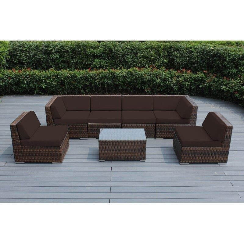 Barneveld Wicker/Rattan 6 - Person Seating Group with Cushions
