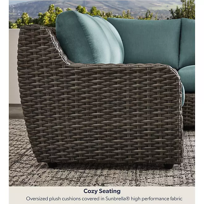 Athena 7-Piece Sectional with Firepit(FREE 120'' Cantilever Umbrella)