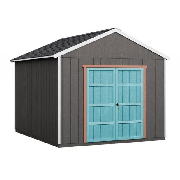 Installed Rookwood 10 ft. x 14 ft. Wooden Shed with Driftwood Shingles