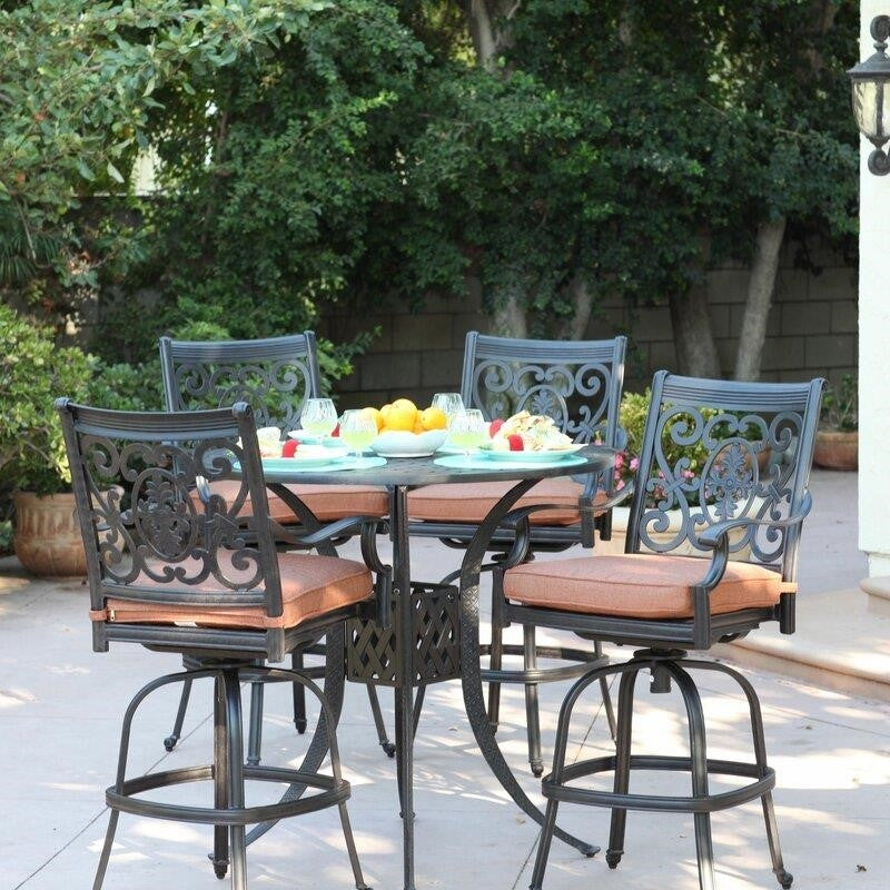 Mccraney Round 4 - Person 42'' Long Aluminum Bar Height Dining Set with Cushions