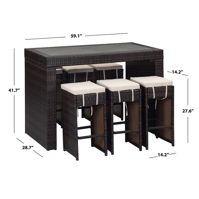 Motter Rectangular 6 - Person 59.1'' Long Bar Height Dining Set with Cushions